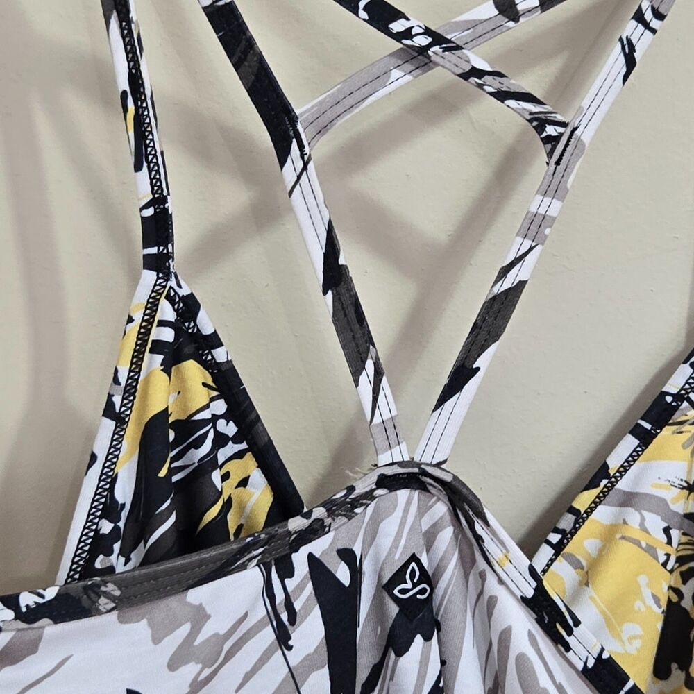 prAna Womens L Sonja Dress Short Floral Print Strappy Athletic Beluga Burst NEW - Picture 8 of 11